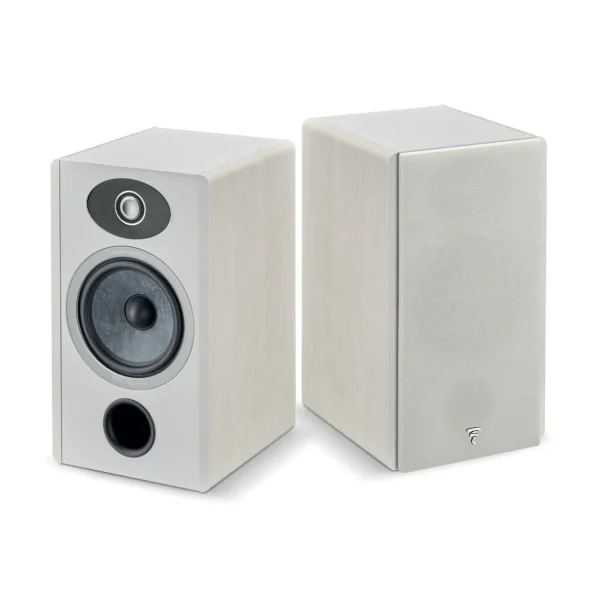 A pair of speakers with one facing the other.