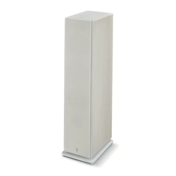 A white speaker tower with no speakers on top.