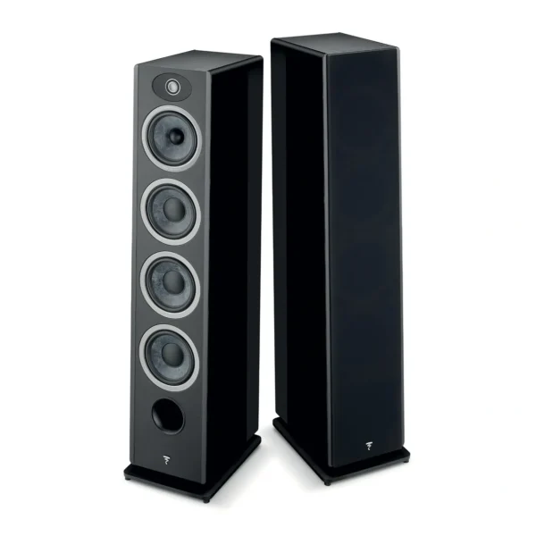 A pair of speakers with four different levels.